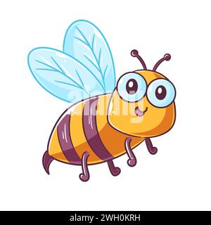 Cute bee is flying and smiling Stock Vector