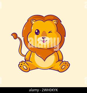 Cute lion sitting and smiling Stock Vector