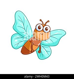 Cute butterfly is flying and smiling Stock Vector