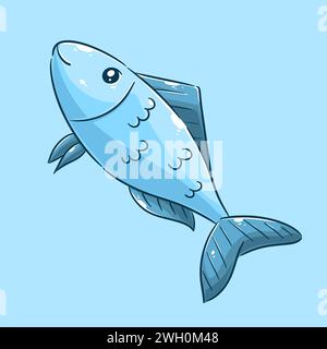 Hand drawn cute blue fish design - Hand drawn cute blue fish design Stock Vector