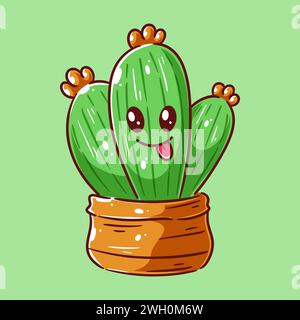 Cute cactus having facial expressions Stock Vector