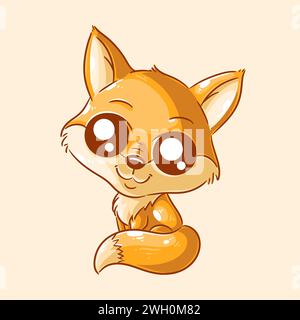 Cute fox is standing cartoon vector Stock Vector