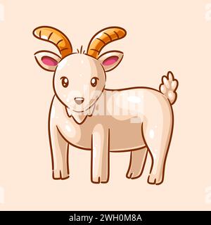 A white goat cartoon character - A white goat cartoon character Stock Vector