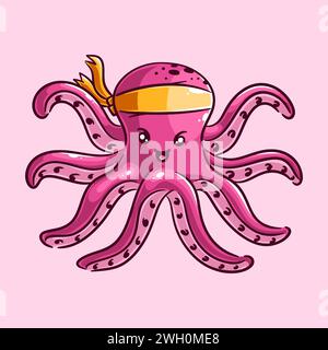 Hand drawn cute octopus design Stock Vector