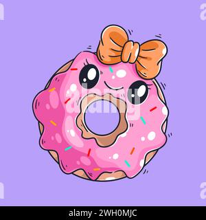Cute donuts smiling cartoon vector Stock Vector