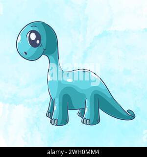 Cute green brachiosaurus cartoon vector Stock Vector