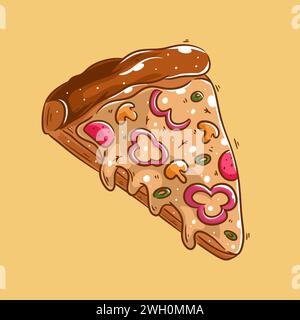 Hand drawn pizza in cartoon style Stock Vector