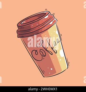 Hand drawn coffee cup in cartoon style Stock Vector