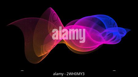 Gradient wave line blend form. Abstract blue pink orange flowing lines design element. Dynamic neon line smoky shape. Sound waves or ai illustration concept. Vector curved pattern background Stock Vector