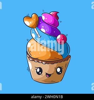 Cute ice cream smiling cartoon vector Stock Vector