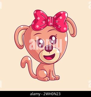 Cute dog sitting cartoon style Stock Vector