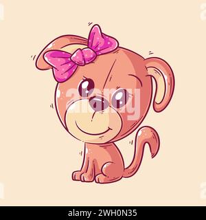 Cute dog sitting cartoon style vector Stock Vector