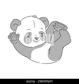 Panda cartoon hand drawn style for coloring Stock Vector