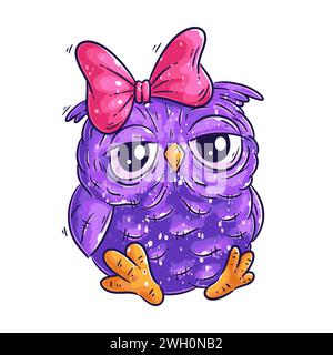 Cute owl sitting cartoon vector Stock Vector