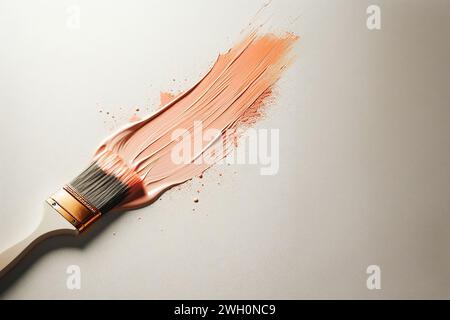 A pink paint brush stroke on canvas Stock Photo