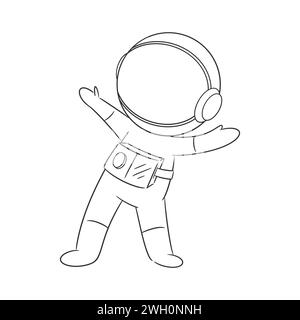 The astronaut is feeling happy inside for coloring Stock Vector