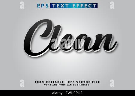 editable clean text effect text effect in three dimensions Stock Vector