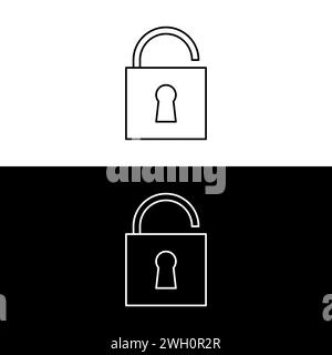 Padlock Web line icon on white and black background Stock Vector
