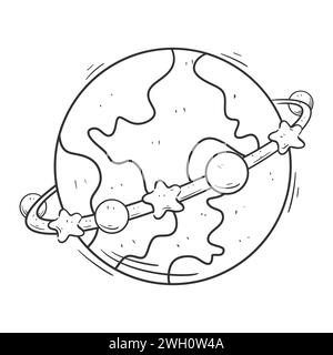 Earth design in hand drawn style for coloring Stock Vector