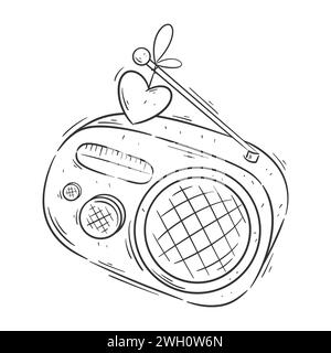 Hand drawn style radio design for coloring Stock Vector