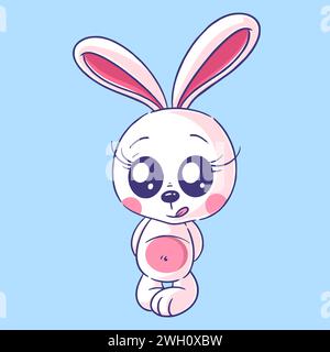 Cute bunny is standing alone without friends Stock Vector