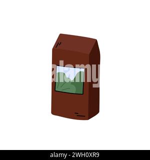 Coffee pouch packaging doodle vector illustration. Branding product with drawing on package. Cute hand drawn object. Stock Vector