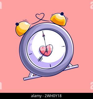 Hand drawn style alarm clock design, vector illustration Stock Vector