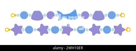 Mermaid beaded bracelets flat vector set Stock Vector