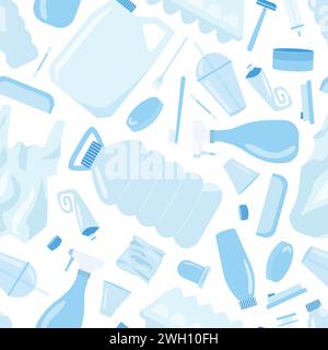 Plastic waste vector seamless pattern Stock Vector