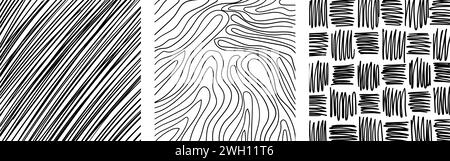 Graphic vector freehand textures set with different hand drawn patterns. Trendy illustration. Stock Vector