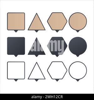 Geometric shapes Map pointer icon. Geometric contour location pin, shape marker. Stock vector illustration isolated Stock Vector