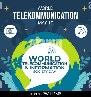 Telecommunication Day Social Media Illustration Flat Cartoon Hand Drawn Templates Background Stock Vector