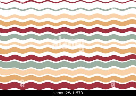 Seamless background with colorful waves. Seamless wavy retro pattern in 60s-70s style. Vintage wallpaper with striped wave texture.Vector illustration Stock Vector