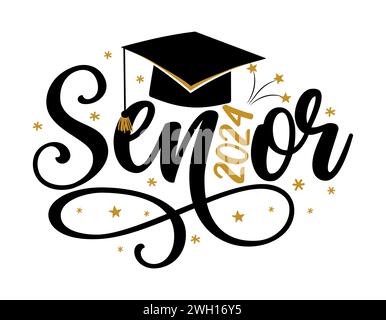 Graduation Cap 2024 Black and White Graduate Logo Stock Vector Image ...