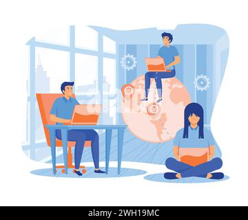Business process outsourcing, outplacement, offshore software development, freelance work and recruitment companies. flat vector modern illustration Stock Vector