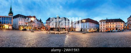 Panorama of Square Zeleny Trh in Brno at night, Czech republic at night Stock Photo