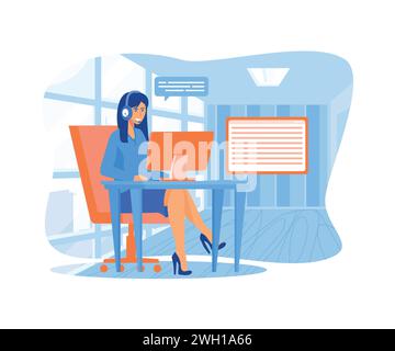 Customer service, hotline operators advise customers. flat vector modern illustration Stock Vector