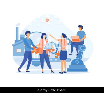 Brainstorming concept. business for teamwork, people finding new solutions, generating and generating ideas. flat vector modern illustration Stock Vector