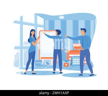 Digital mobile application development and design concept with business teamwork concept. flat vector modern illustration Stock Vector