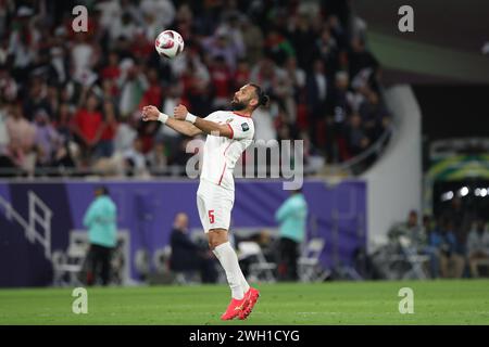 DOHA, QATAR - FEBRUARY 6: Yazan Al-Arab of Jordan during the AFC Asian Cup semi final match between Jordan and South Korea at Ahmad Bin Ali Stadium on February 6, 2024 in Doha, Qatar. (Photo by MB Media/) Stock Photo