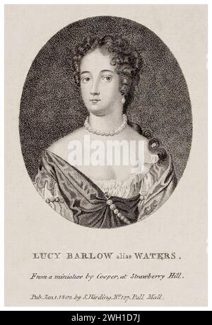Lucy Walter (circa 1630-1658), Mistress of King Charles II, mother of James Scott, 1st Duke of Monmouth, stipple portrait engraving after 'Cooper', 1802 Stock Photo
