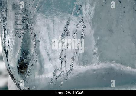 Figures and buildings made of ice in a park, Moscow Stock Photo