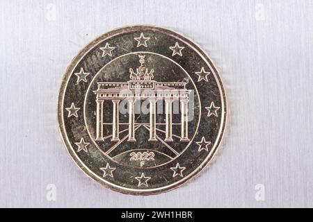 Brandenburger Tor auf einer 50 Cent-Münze Stock Photo