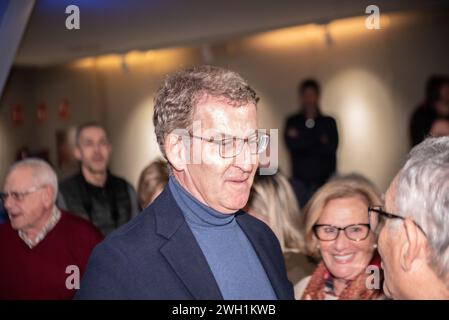Cangas, Spain. Feb, 5th, 2024. special elections in Galicia: meeting of the PP in the city of Cangas. in the image, Alberto Núñez Feijóo, national president of the PP Credit: Xan Gasalla/Alamy Live News Stock Photo