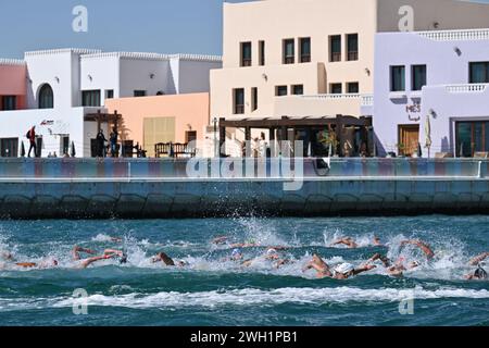 Doha, Qatar. 7th Feb, 2024. Supporters of Qatar are seen during the