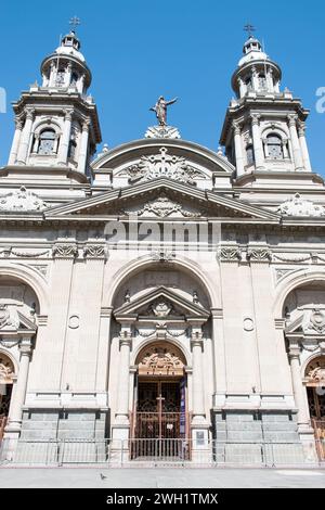 The Metropolitan Cathedral of Santiago is the main temple of the Archdiocese of Santiago and one of the most emblematic religious buildings in Chile. Stock Photo