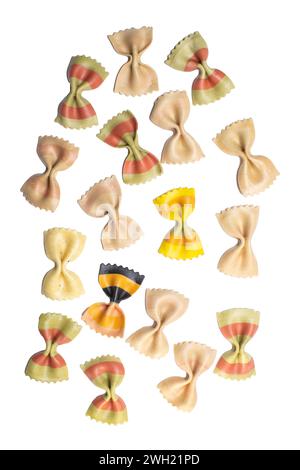 bow tie pasta isolated on white surface Stock Photo