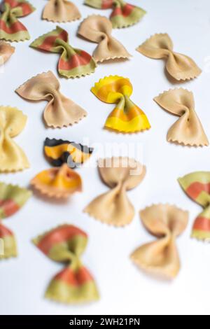 bow tie pasta isolated on white background Stock Photo