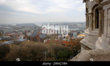 Views from the Fisherman's Bastion in the city of Budapest, Hungary Stock Photo