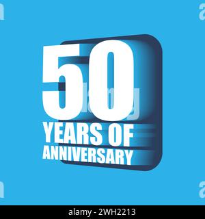 50 Years of Anniversary Logo, banner, poster, template design. 50 number for birthday, invitation, wedding, jubilee and greeting card illustration. Stock Vector